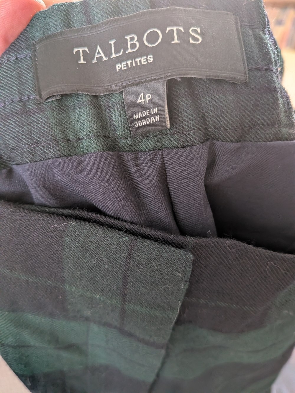 Talbots Petites Black Watch Plaid Pants in Green and Black